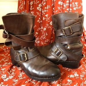 Jeffrey Campbell leather buckle boots